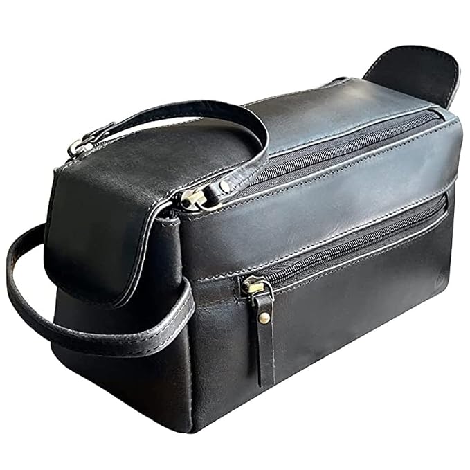 Rustic Town Leather Toiletry Bag for Men & Women - - Image 2