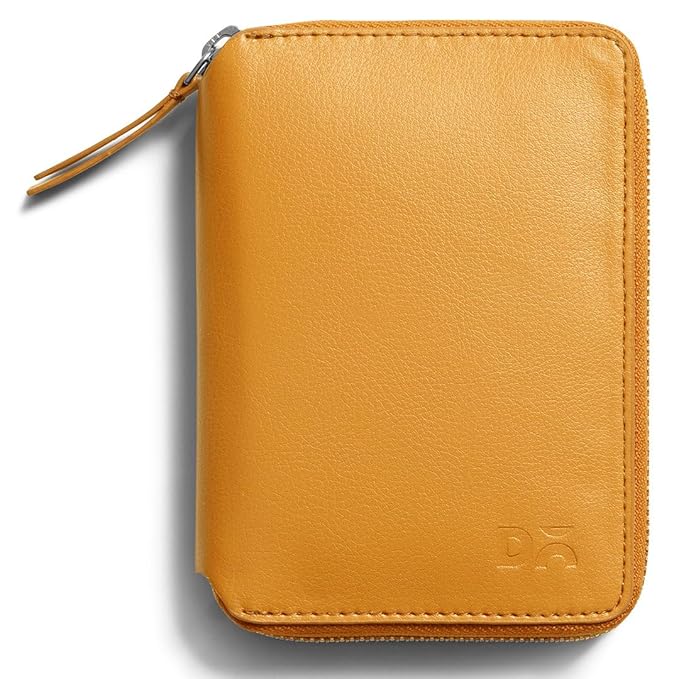 DailyObjects Check-In Travel Passport Wallet Cover for Men and Women | Passport Cover with Zip Around Closure made of Vegan Leather | Passport Holder with Credit Debit Card Slots - Yellow