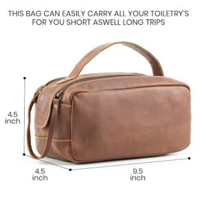 Handmade World Leather Toiletry Bag for Men Golden Oak