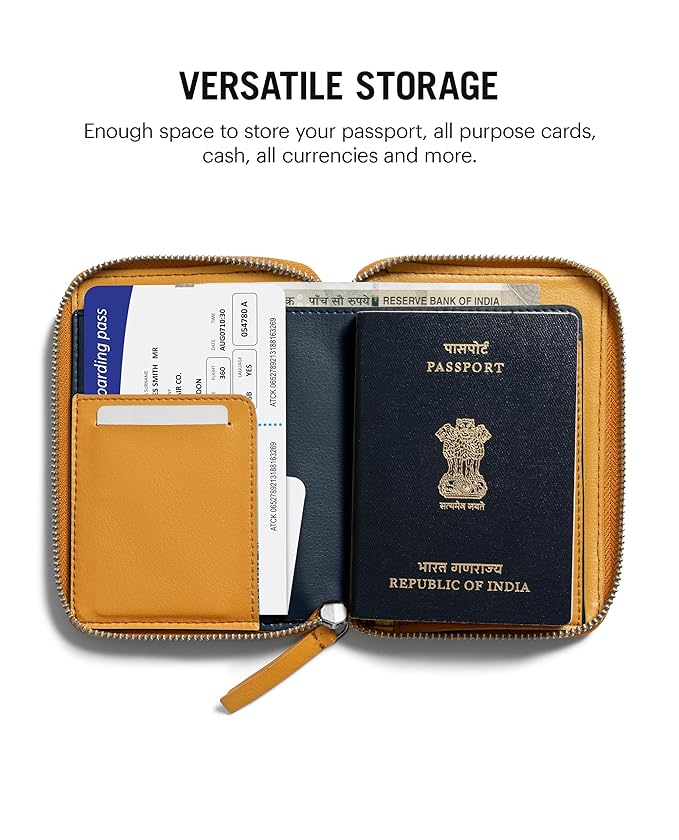 DailyObjects Check-In Travel Passport Wallet Cover for Men and Women | Passport Cover with Zip Around Closure made of Vegan Leather | Passport Holder with Credit Debit Card Slots - Yellow - Image 4