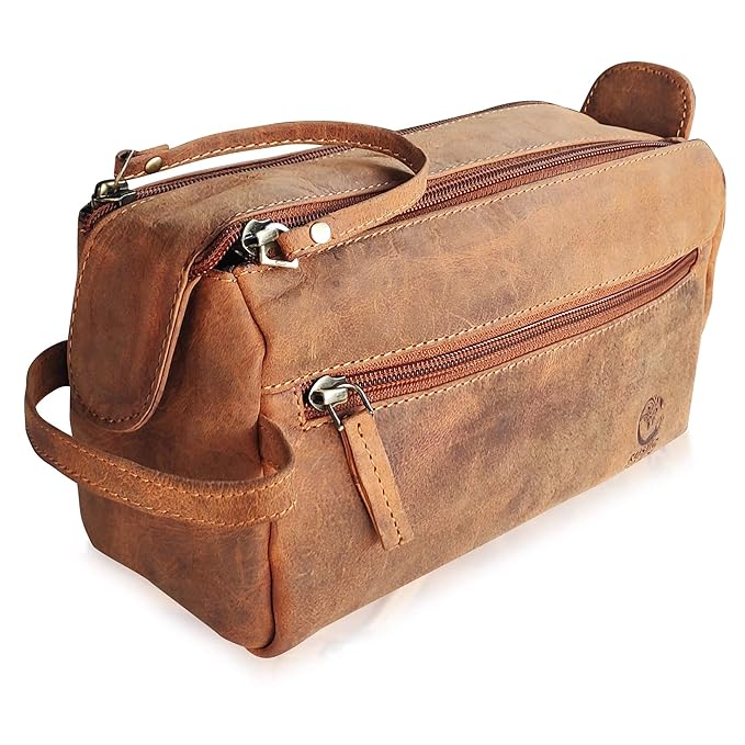 Rustic Town Leather Toiletry Bag for Men & Women - - Image 4