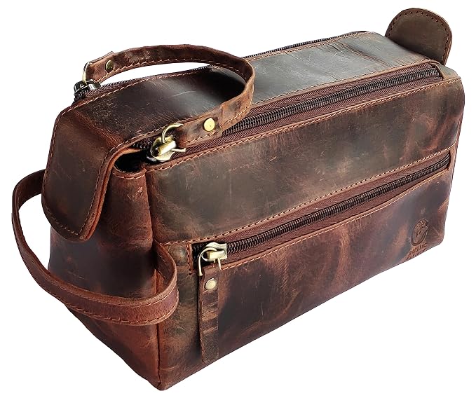 Rustic Town Leather Toiletry Bag for Men & Women - - Image 5