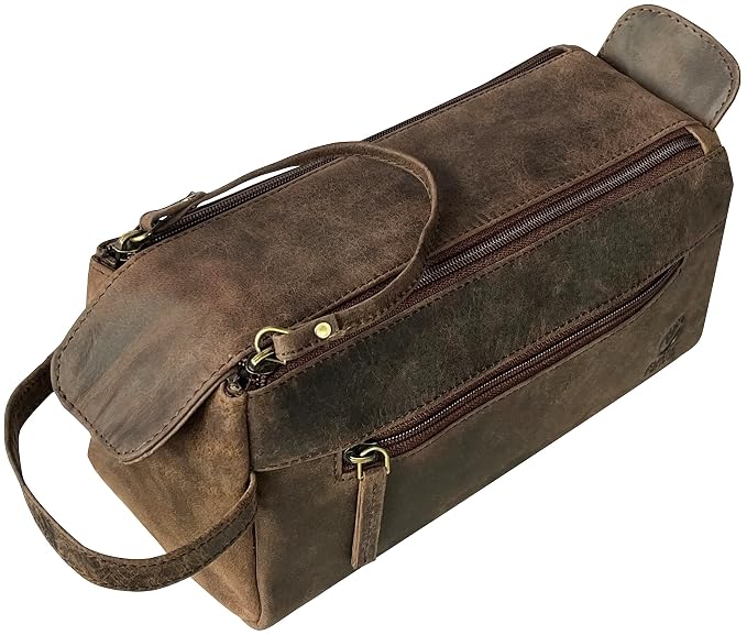 Rustic Town Leather Toiletry Bag for Men & Women -