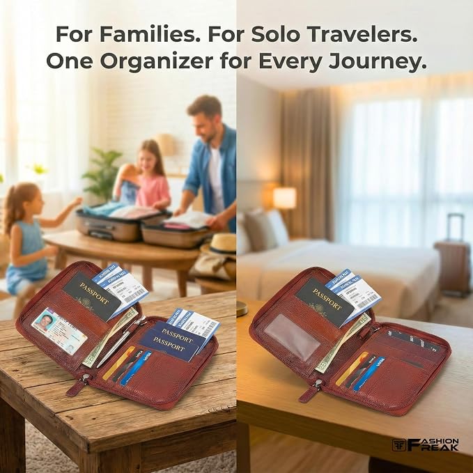 FASHION FREAK Genuine Leather Passport Holder for Family of 4 - Image 4