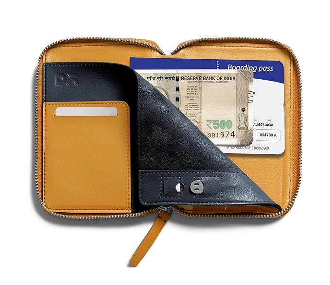 DailyObjects Check-In Travel Passport Wallet Cover for Men and Women | Passport Cover with Zip Around Closure made of Vegan Leather | Passport Holder with Credit Debit Card Slots - Yellow - Image 5