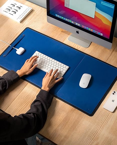 V-CUBE DESIGNS Premium Leather Desk Mat 90X45cm 2.4mm Thick & Padded