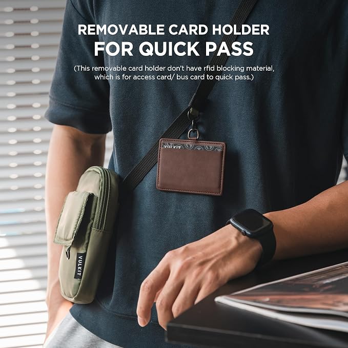 VULKIT Men's RFID Blocking Leather Wallet - Bifold Zip Around Card Holder with Coin Pocket - Espresso - Image 4