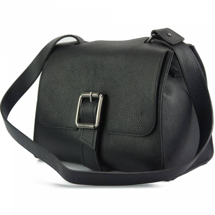 Italian Cow Leather Flap Handbag with Buckle Detail - Image 2