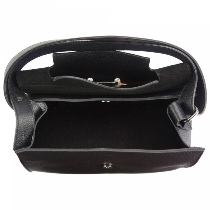 Italian Cow Leather Flap Handbag with Buckle Detail - Image 4