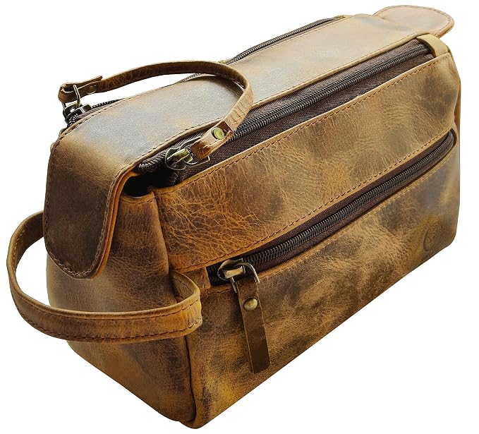 Rustic Town Leather Toiletry Bag for Men & Women - - Image 8