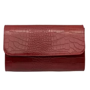 Amelia Croc Embossed Leather Clutch